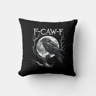 F-Caw-F Raven Moon Gothic Halloween Crow Bird Love Throw Pillow