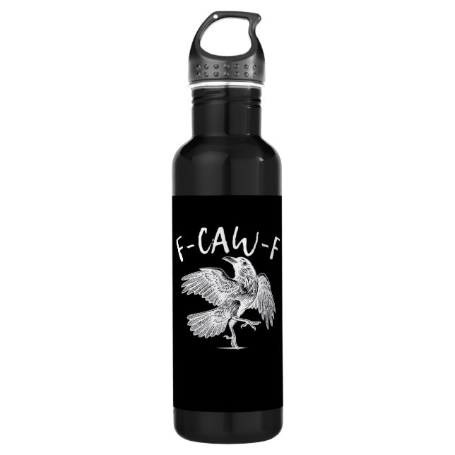 F-Caw-F Raven Retro Classic Stainless Steel Water Bottle (Front)
