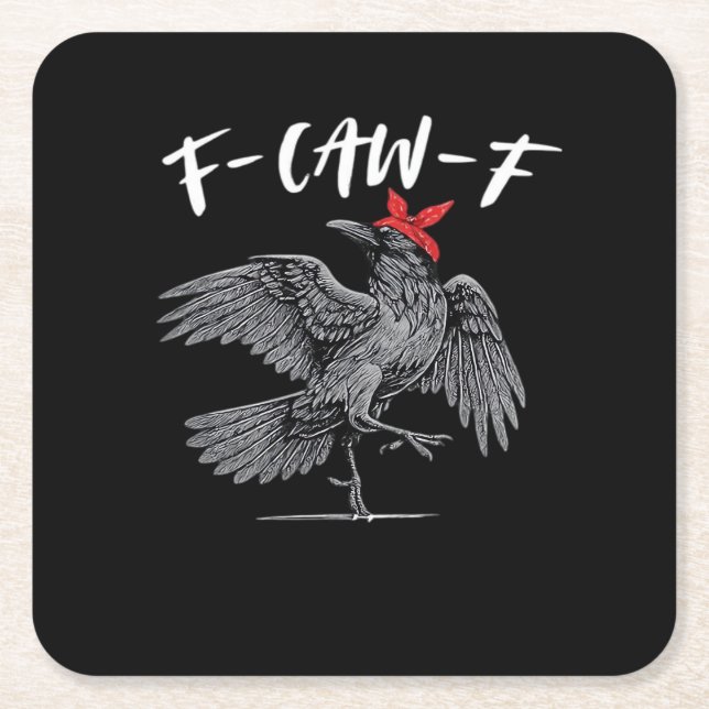 F-Caw-F Retro Classic Square Paper Coaster (Front)