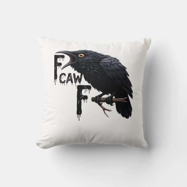 F Caw F Retro Classic Throw Pillow (Front)