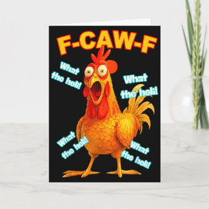 F-caw-f What The Heli Chicken Funny Meme Vintage Card