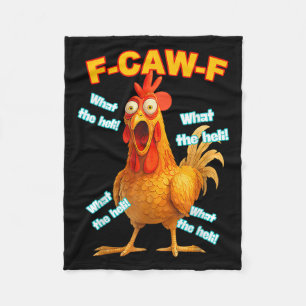 F-caw-f What The Heli Chicken Funny Meme Vintage Fleece Blanket