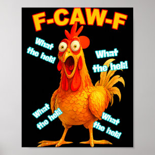 F-caw-f What The Heli Chicken Funny Meme Vintage Poster