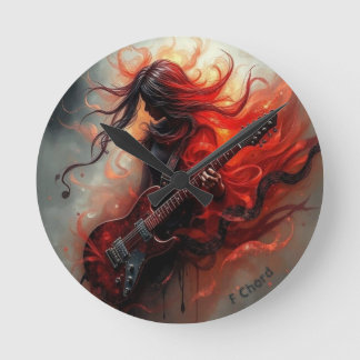 F Chord - AI Digital Art Print Round Clock
