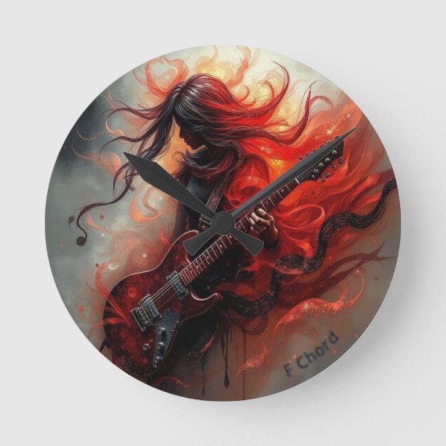 F Chord - AI Digital Art Print Round Clock (Front)