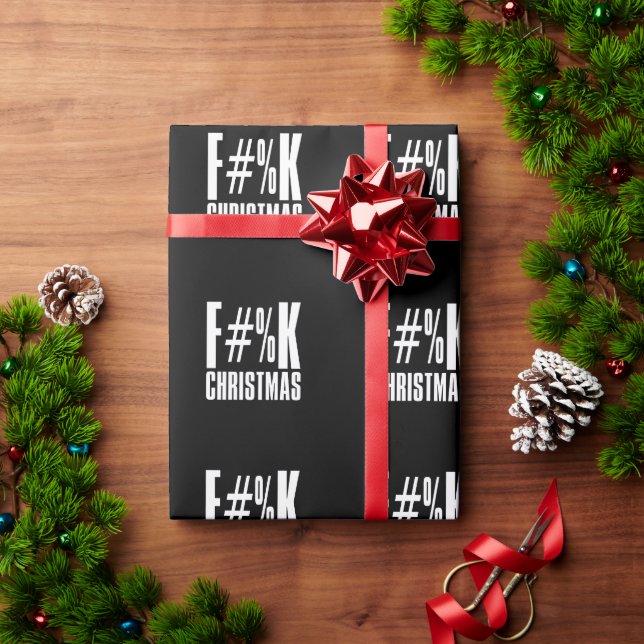 F Christmas Black Wrapping Paper (Holiday Gift)