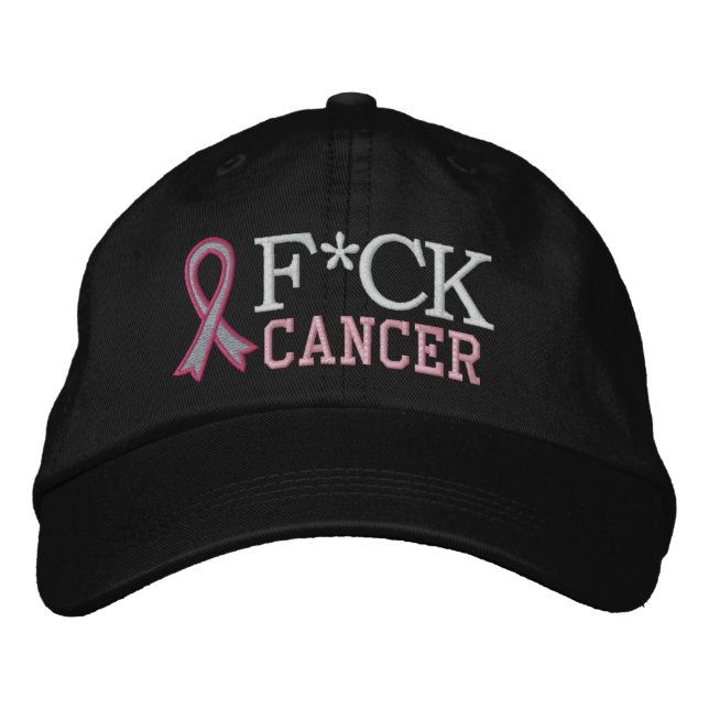 F*CK Breast Cancer Embroidered Baseball Cap (Front)
