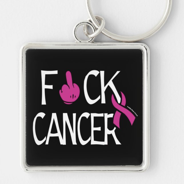F#CK CANCER...Breast Cancer Keychain (Front)
