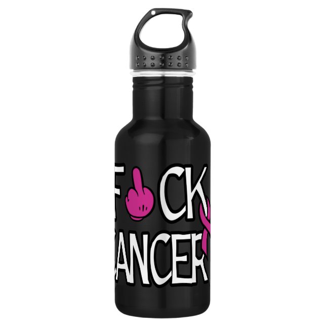 F#CK CANCER...Breast Cancer Stainless Steel Water Bottle (Front)
