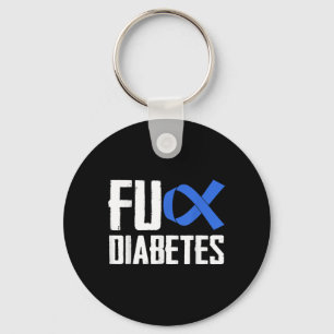 F_ck Diabetes Blue Ribbon Symbol Support Advocacy Keychain