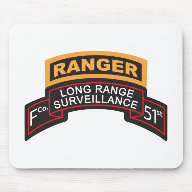 F Co 51st Infantry LRS Scroll, Ranger Tab Mouse Pad (Front)