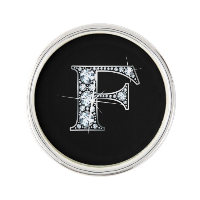 F "Diamond Bling" Lapel Pin (Front)