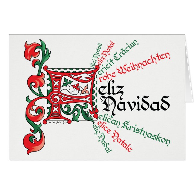 "F es para Feliz Navidad" Card (Front Horizontal)