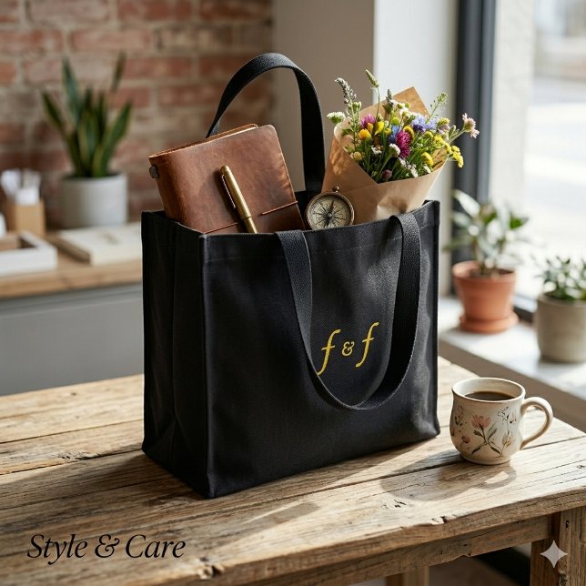 F&F Stylish Monogram Elegant Embroidered Tote Bag (F&F Stylish Monogram Elegant Embroidered Tote Bag)