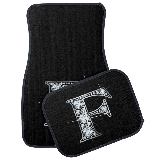 F Faux-Diamond Bling Car Mat (Set)