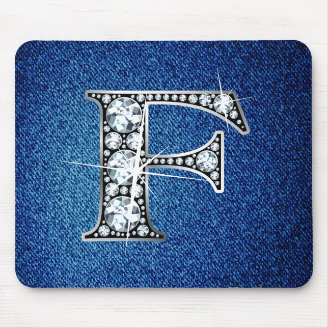F Faux-"Diamond Bling" on Denim Mousepad (Front)