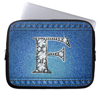 F Faux "Diamond" Denim Stitching Electronics Bag