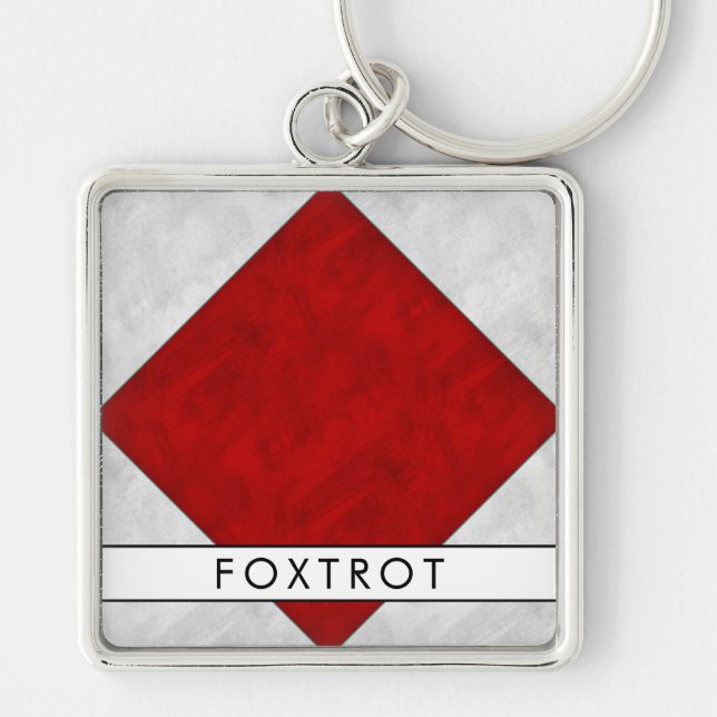 F Foxtrot Nautical Signal Flag + Your Name Keychain (Front)