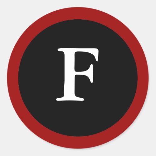 F  Initial F Letter F Red White  Black Stickers