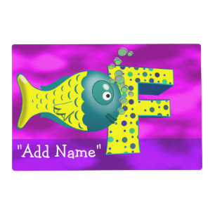 "F" Initial Fish Artmat Laminated Placemat