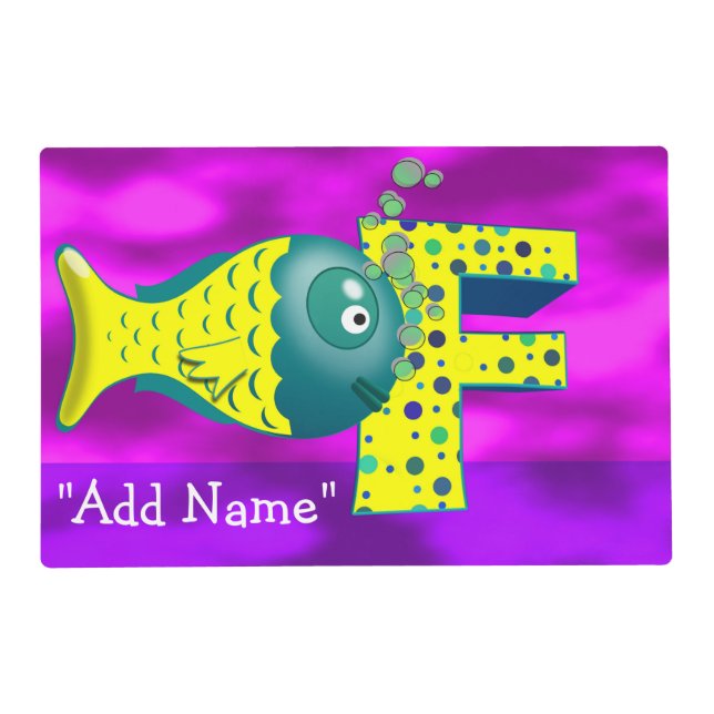 "F" Initial Fish Artmat Laminated Placemat (Front)