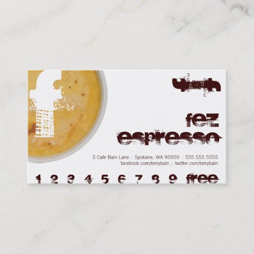 Customizable F - Initial Letter Foamy Coffee Cup Loyalty Punch Business Card Template