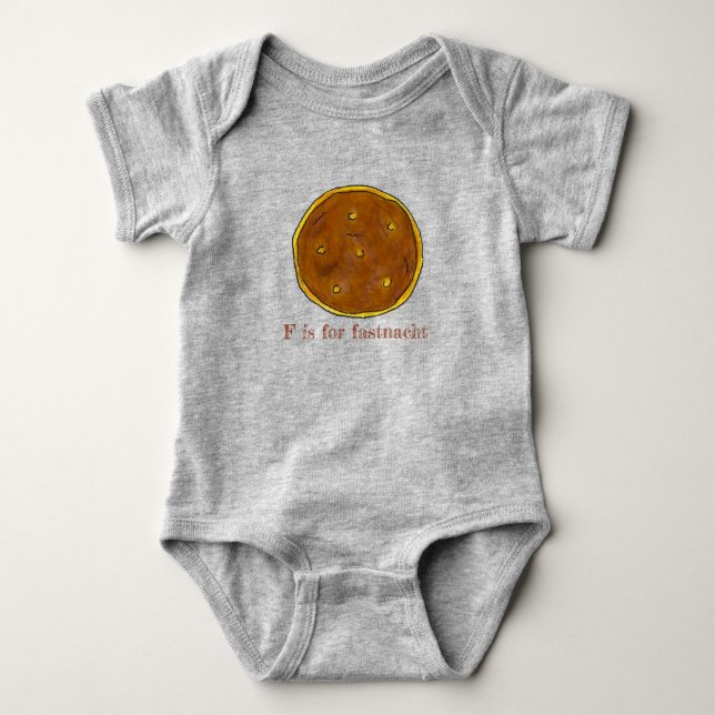 F is for Fasnacht Fastnacht Day Donut PA Dutch Baby Bodysuit (Front)