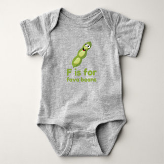 F is for FAVA BEANS Green Veggie Alphabet F Baby Bodysuit