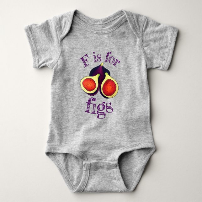 F IS FOR FIGS Ripe Fresh Summer Fig Tree Baby Bodysuit (Front)