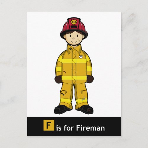 F is for Fireman Postcard