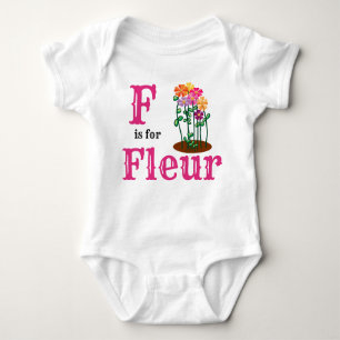 F is for Fleur baby girl name Baby Bodysuit