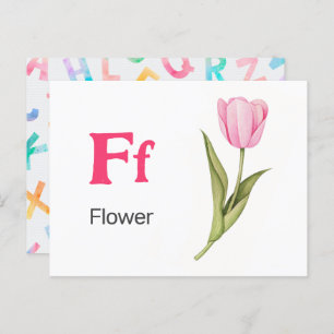 F is for Flower - Alphabet Flash Card