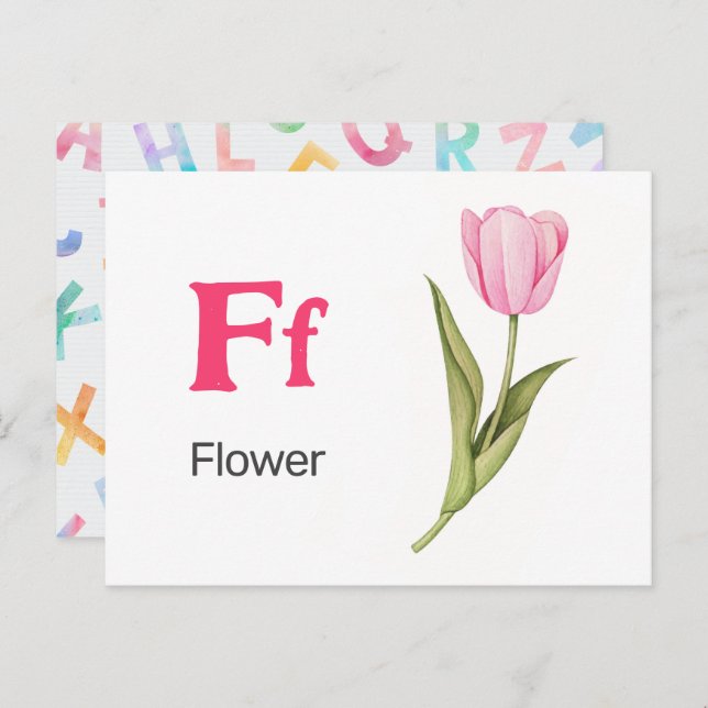 F is for Flower - Alphabet Flash Card (Front/Back)