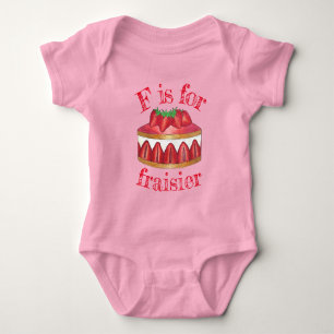 F is for Fraisier Strawberry Cake French Pastry Baby Bodysuit