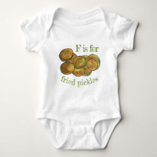 F is for Fried Dill Pickles Bar Pub Food Appetizer Baby Bodysuit