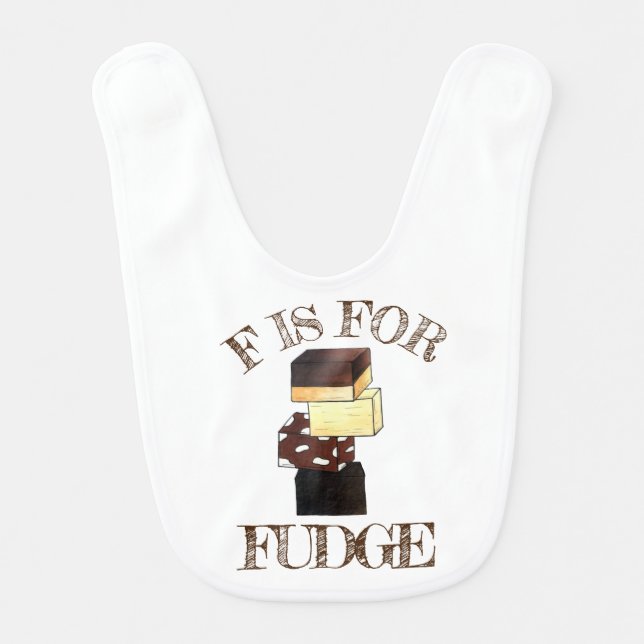 F is for Fudge Confectionery Candy Sweets Baby Bib (Front)