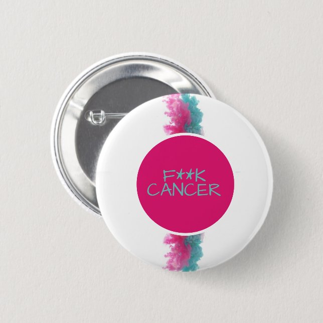 F***K CANCER Breast/Ovarian Cancer Button (Front & Back)