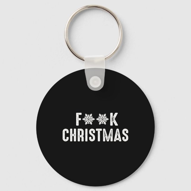 F_k Christmas Funny Snowflake Old Retro Style Snow Keychain (Front)