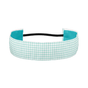 F & L Aqua Gingham Athletic Headband