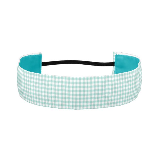 F & L Aqua Gingham Athletic Headband (Front)