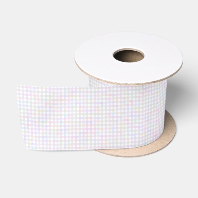 F & L Colorful Gingham Satin Ribbon (Spool)