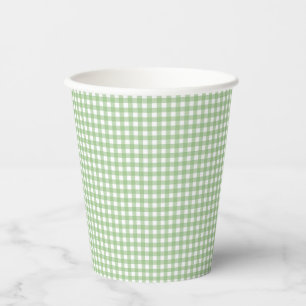 F & L Dark Green Gingham Paper Cups