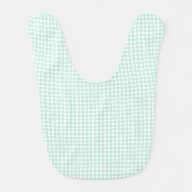 F & L Green Gingham Baby Bib (Front)