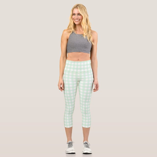 F & L Green Gingham Capri Leggings (Front)