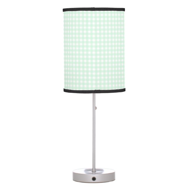F & L Green Gingham Table Lamp (Back)