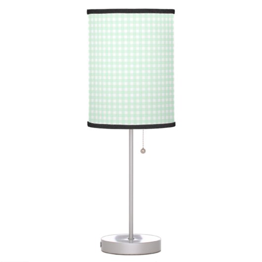 F & L Green Gingham Table Lamp (Left)