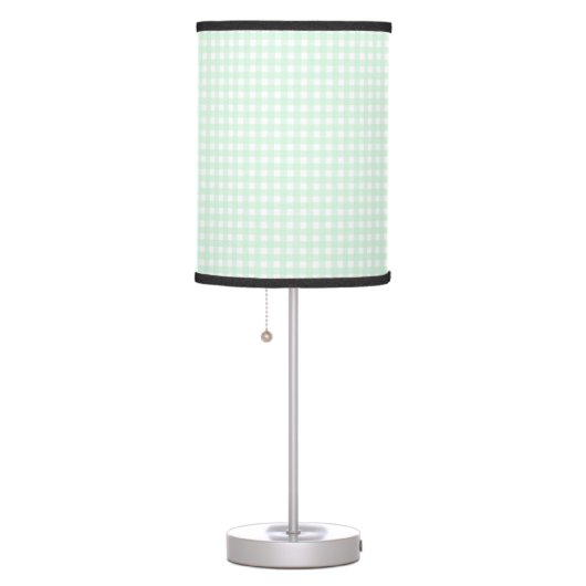 F & L Green Gingham Table Lamp (Right)
