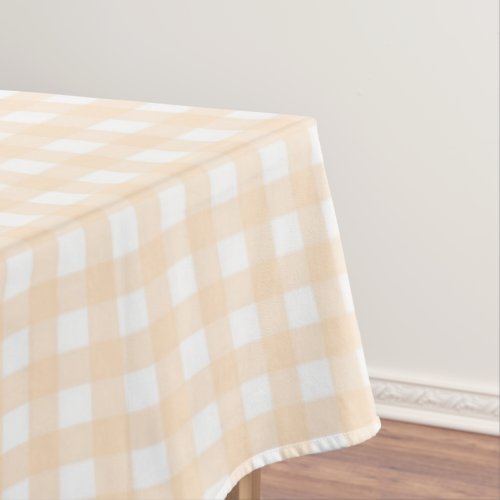 F  L Light Tan Gingham Tablecloth