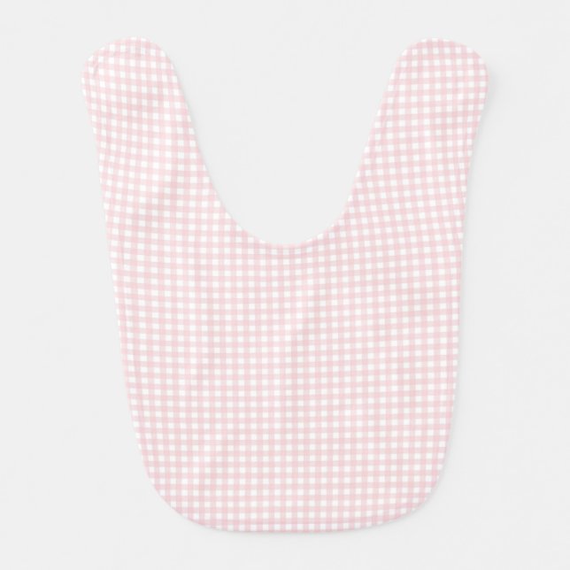 F & L Pastel Pink Gingham Baby Bib (Front)