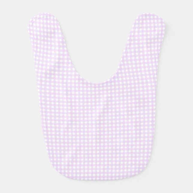 F & L Pastel Purple Gingham Baby Bib (Front)